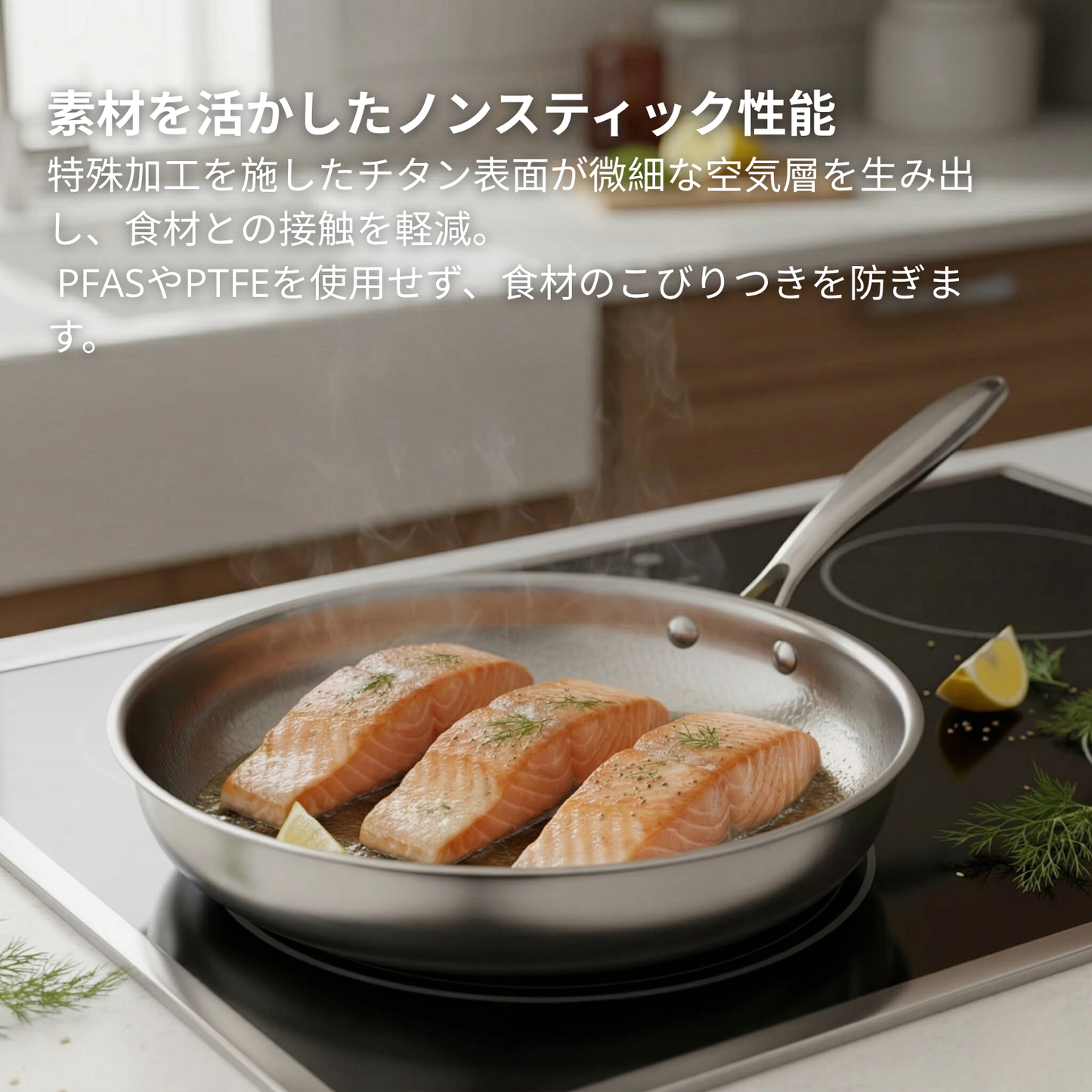 チタン製ハンマー加工フライパン